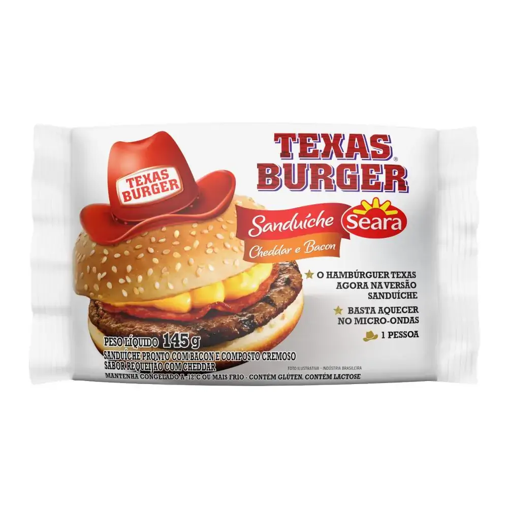 Sanduiche Seara Texas Cheddar E Bacon 145g