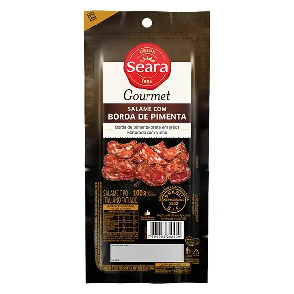 Salame Seara Gourmet 100g Borda Pimenta Fatiado