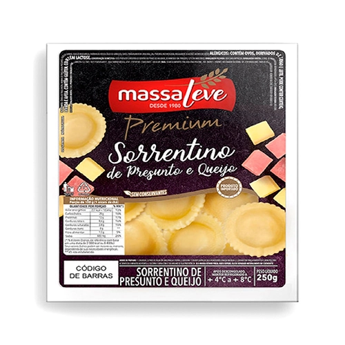 Massa Sorrentino Massa Leve Presunto E Queijo 250g