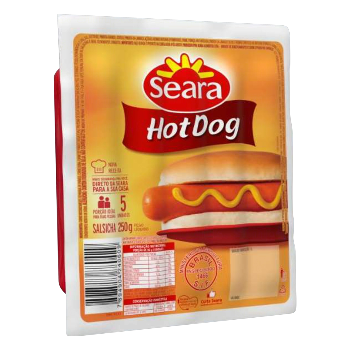 Salsicha Hot Dog Seara 250g 5 Unidades