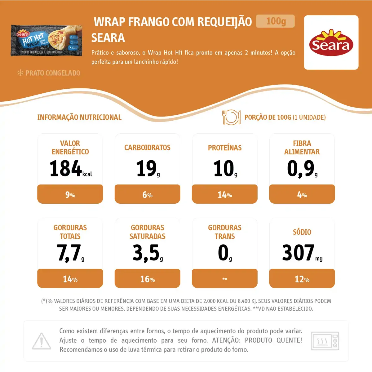 Wrap Frango Com Requeijão Seara Hot Hit Pacote 100g
