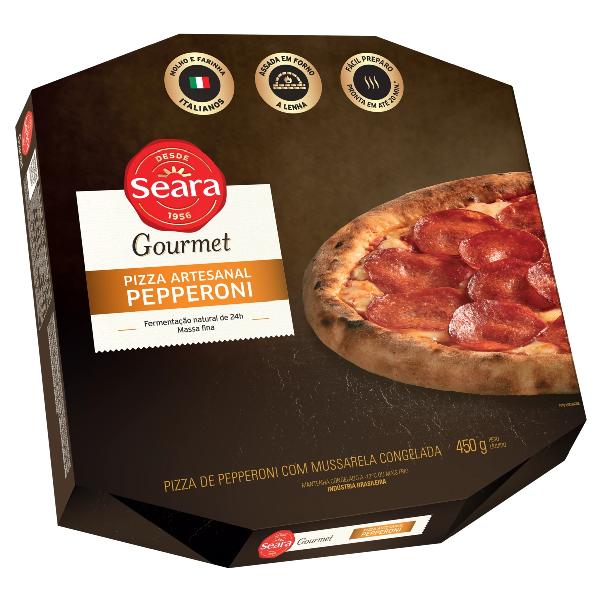 Pizza Artesanal Pepperoni Com Mussarela Seara Gourmet Caixa 450g