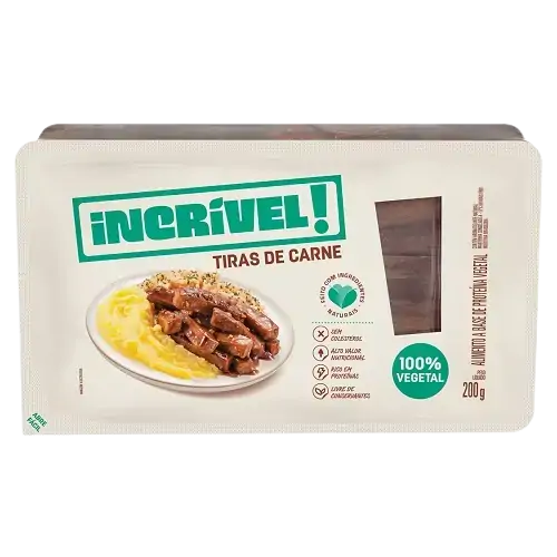 Carne Vegetal Congelada Em Tiras Incrível Bandeja 200g