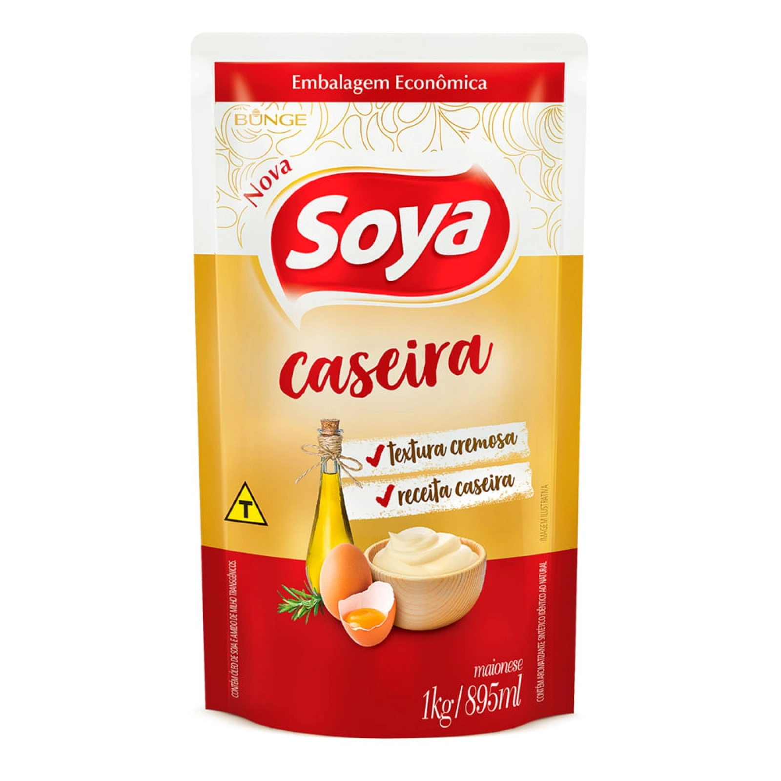 Maionese Caseira Soya Sachê 1kg Embalagem Econômica