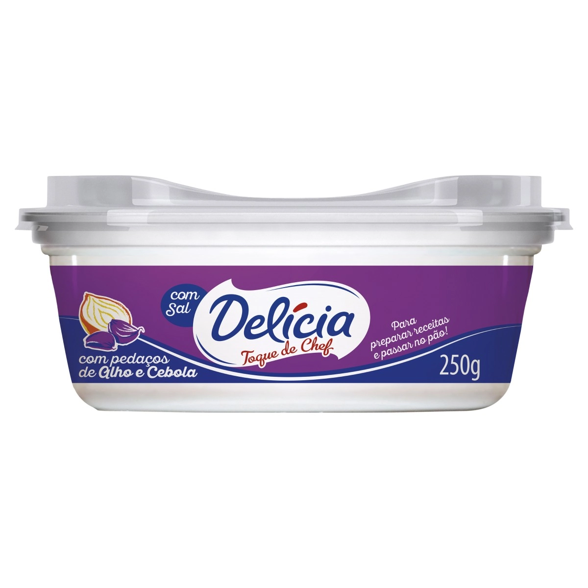 Margarina Com Sal E Pedaços De Alho E Cebola Delícia Toque De Chef Pote 250g