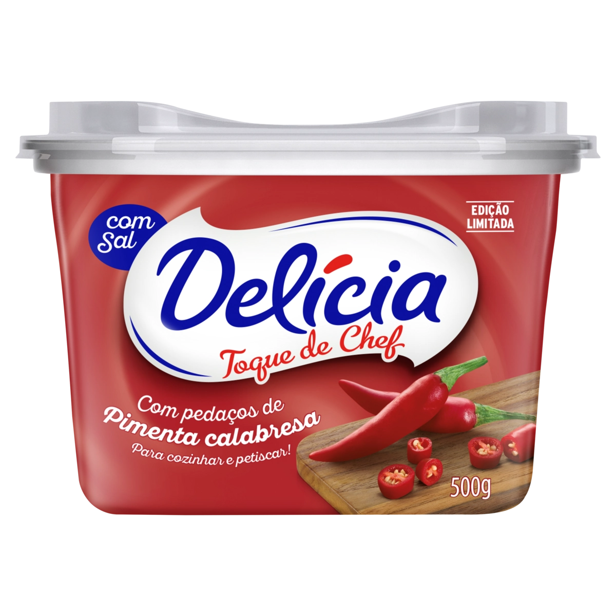 Margarina Com Sal E Pedaços De Pimenta Calabresa Delícia Toque De Chef Pote 500g