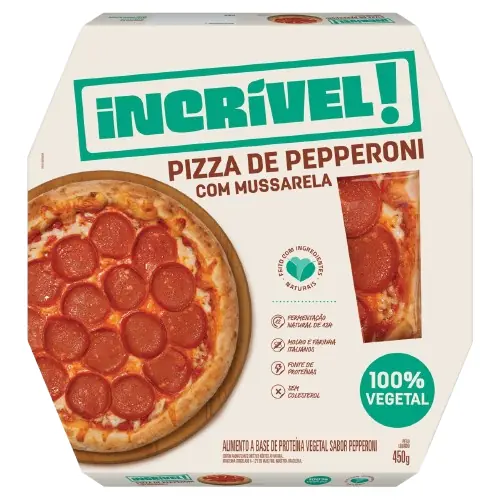 Pizza Vegetal Pepperoni Com Mussarela Incrível Caixa 450g