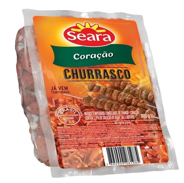 Coração De Frango Congelado Temperado Seara Churrasco 800g