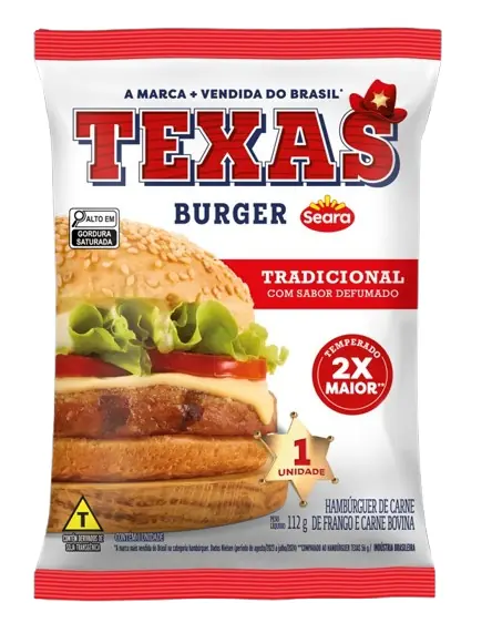 Hambúrguer De Carne De Frango E Bovina Tradicional Seara Texas Burger Pacote 112g