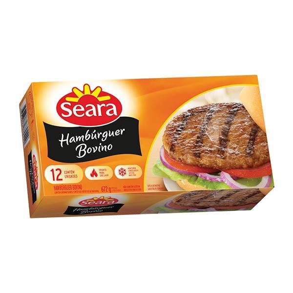 Hambúrguer De Carne Bovina Tradicional Seara Caixa 672g 12 Unidades
