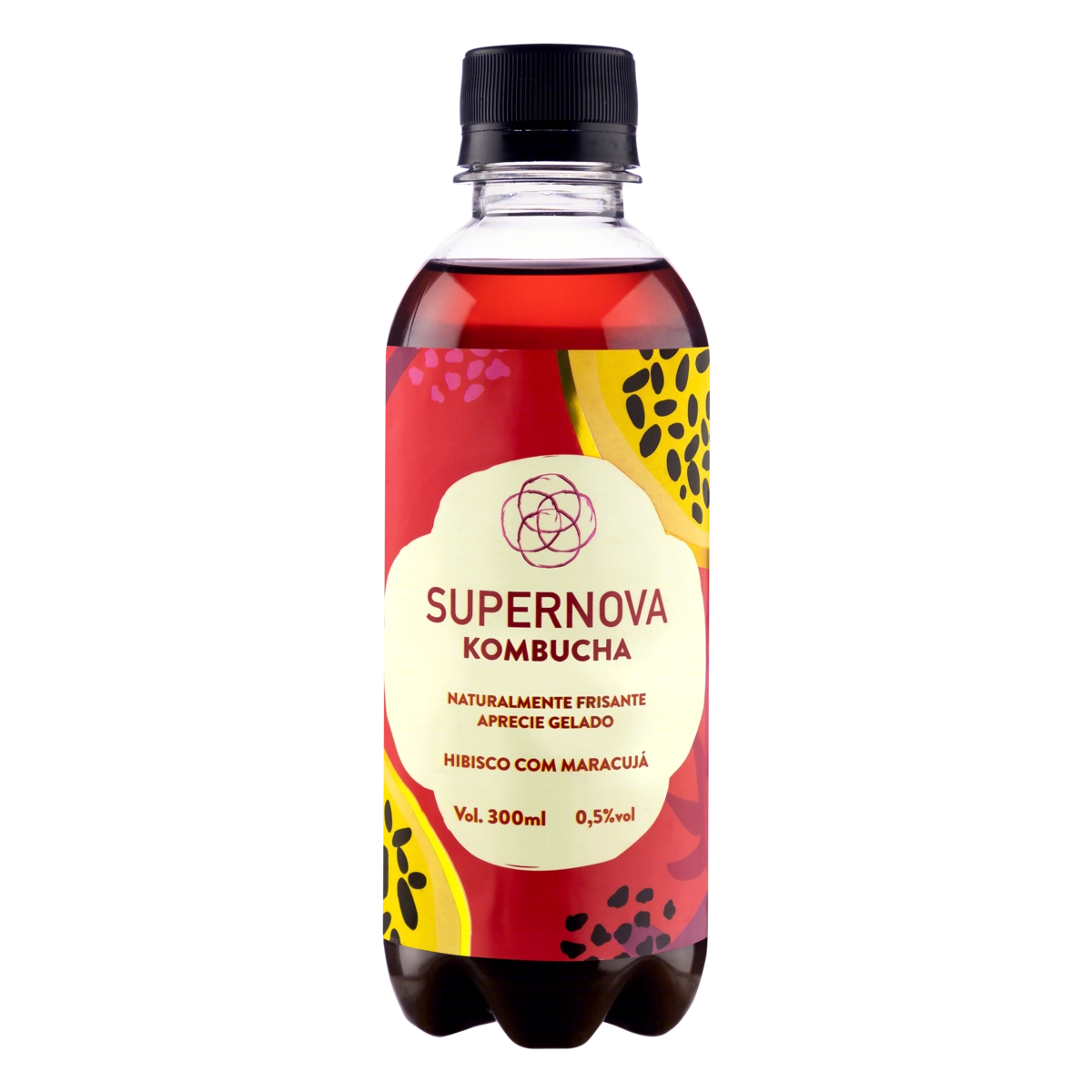 Kombucha Hibisco Com Maracujá Supernova Garrafa 300ml