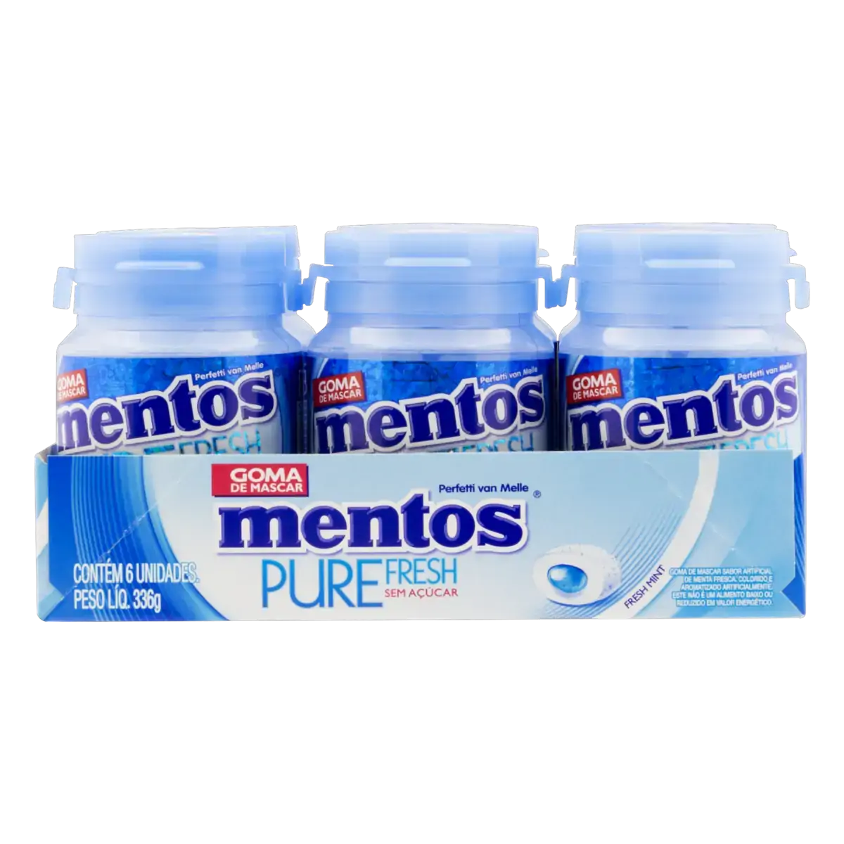 Goma De Mascar Menta Fresca Zero Açúcar Mentos Pure Fresh Pote 56g 28 Unidades
