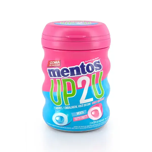 Pack Goma De Mascar Tutti Frutti E Menta Zero Açúcar Mentos Up2u Pote 336g 6 Unidades