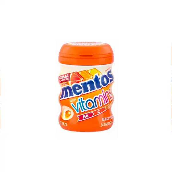 Goma De Mascar Citrus Zero Açúcar Mentos Vitamins Pote 48g 24 Unidades