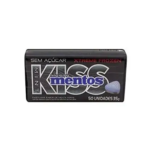 Pastilha Menta Forte Zero Açúcar Mentos Kiss Lata 35g 50 Unidades