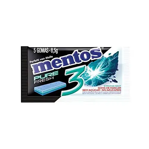 Goma De Mascar Menta Forte Zero Açúcar Mentos Pure Fresh Envelope 8,5g 5 Unidades