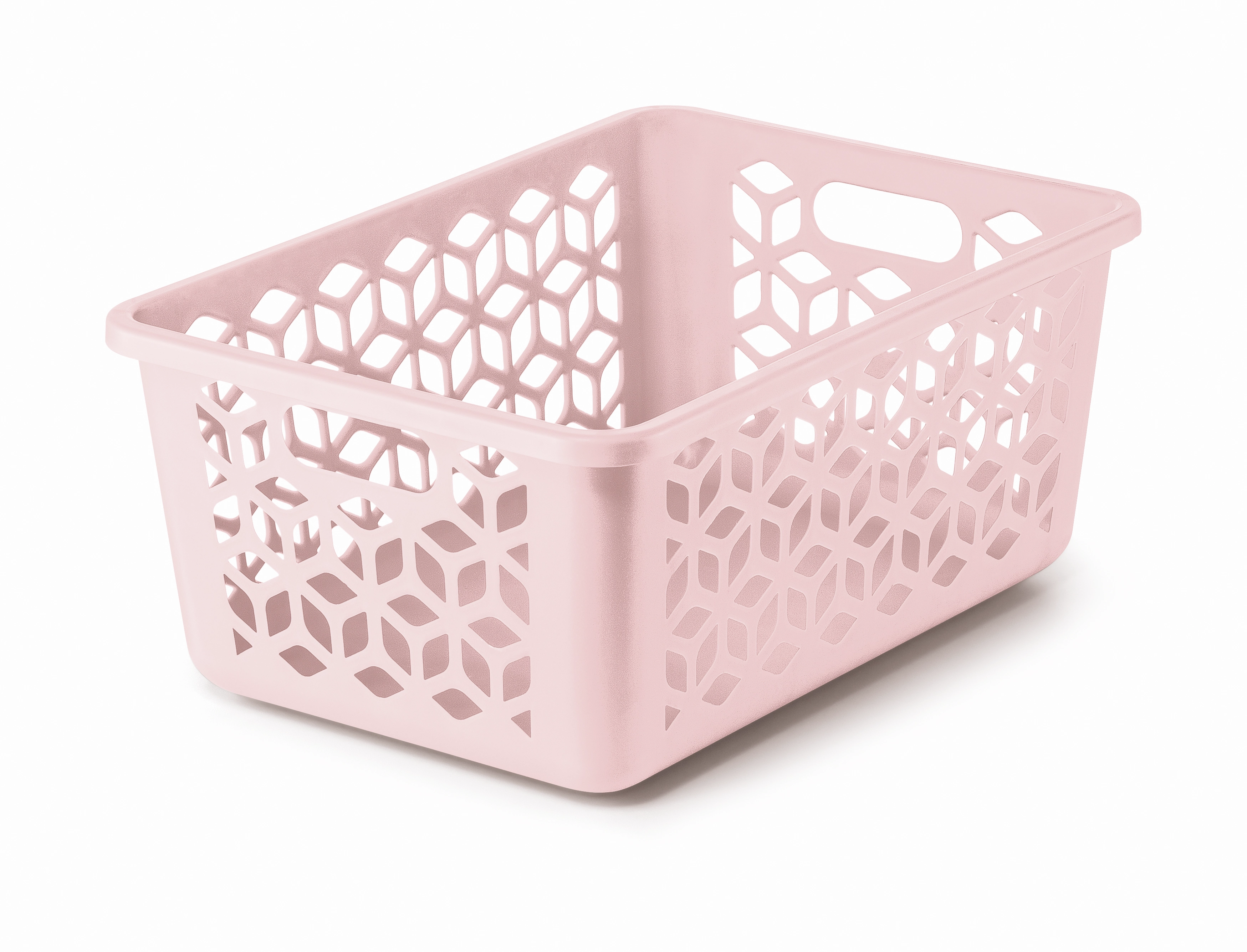 Cesto Organizador M Rosa Solido Plastico
