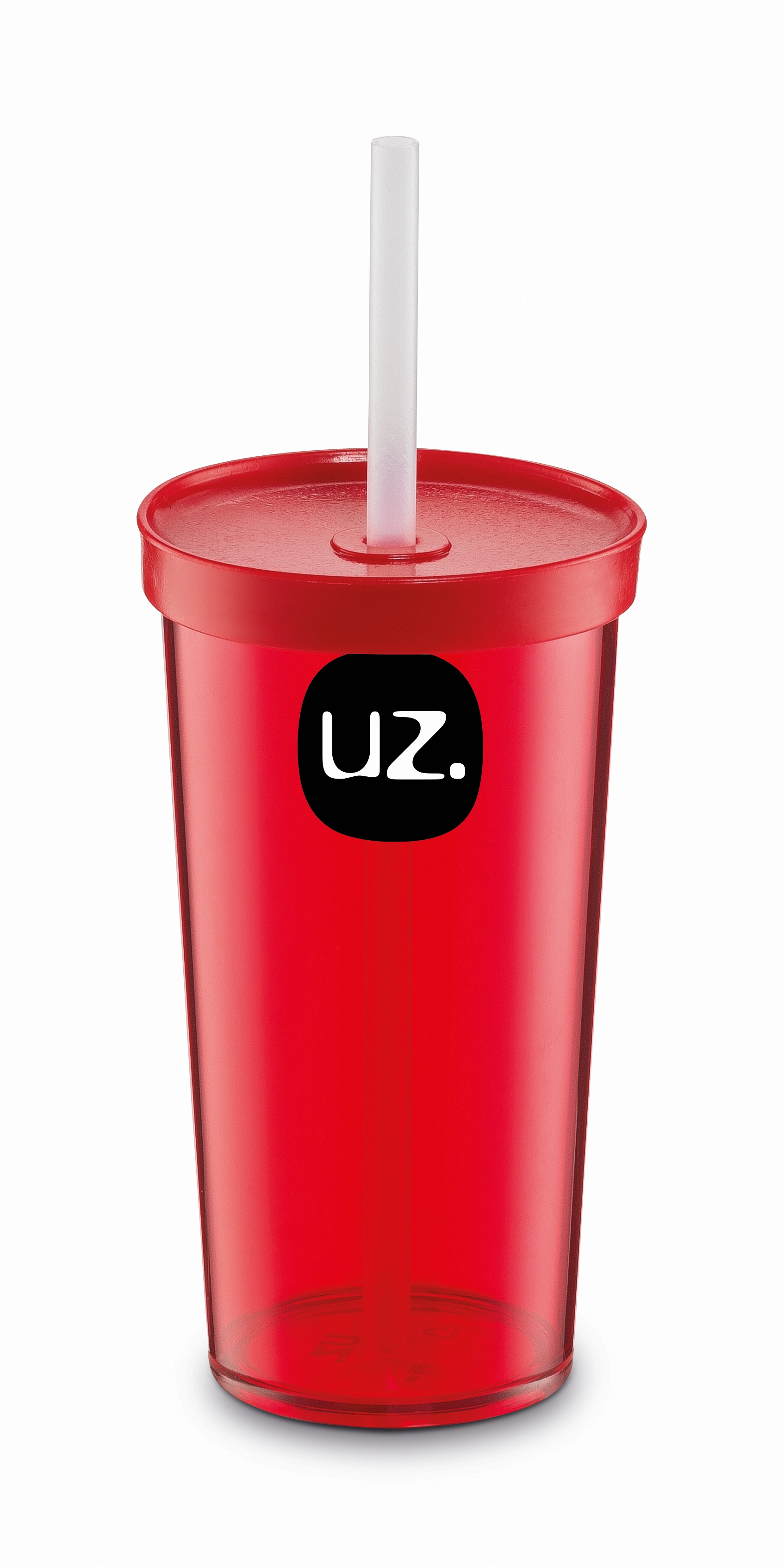 Copo C/canudo Uz 500ml Verm Plast