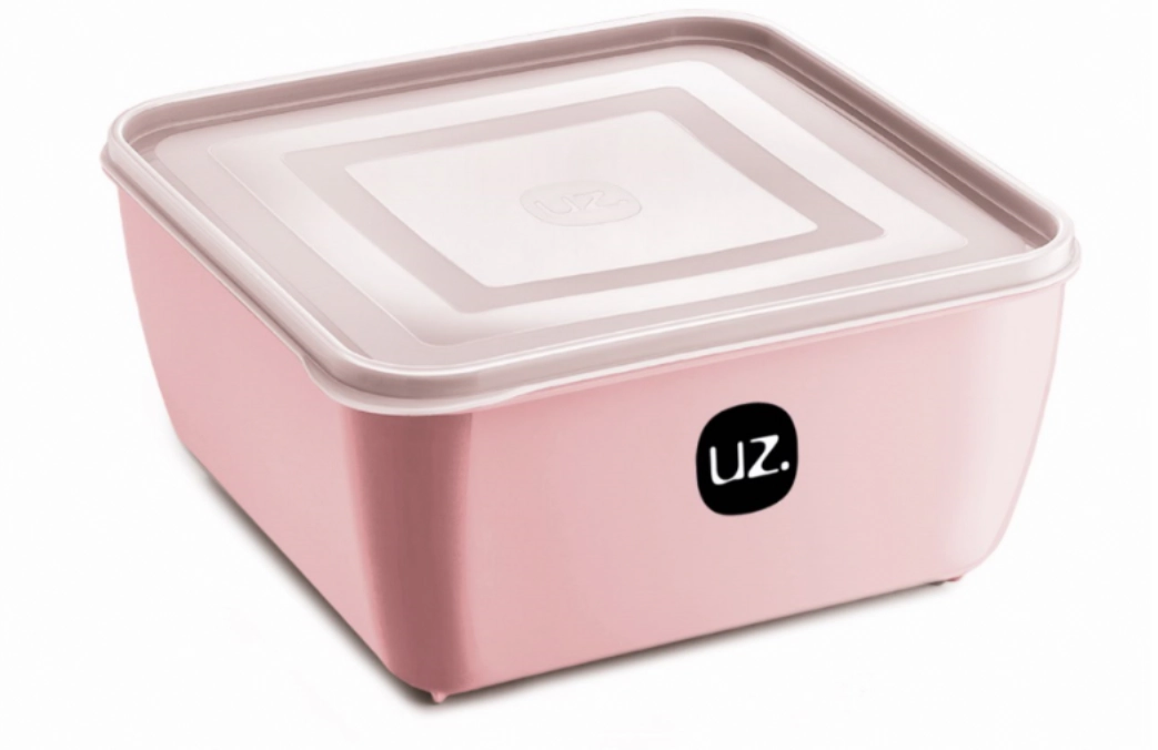 6 Multiuso Quadrado 2,5l Premium Rosa Solido De Plastico
