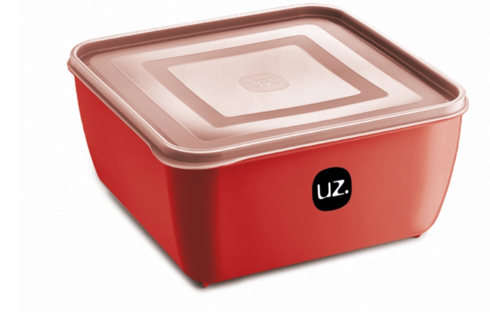 Pote Multiuso Plastico Uz Premium Quadrado Vermelho 1,5l
