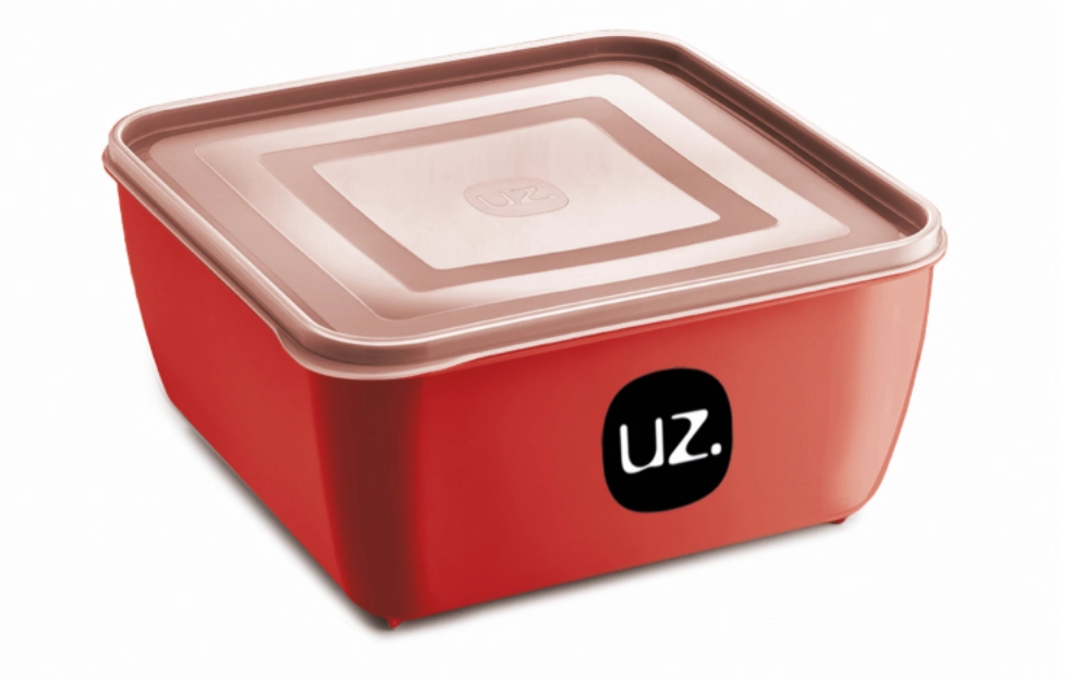 Pote Multiuso Plastico Uz Premium Quadrado Vermelho 0,5l
