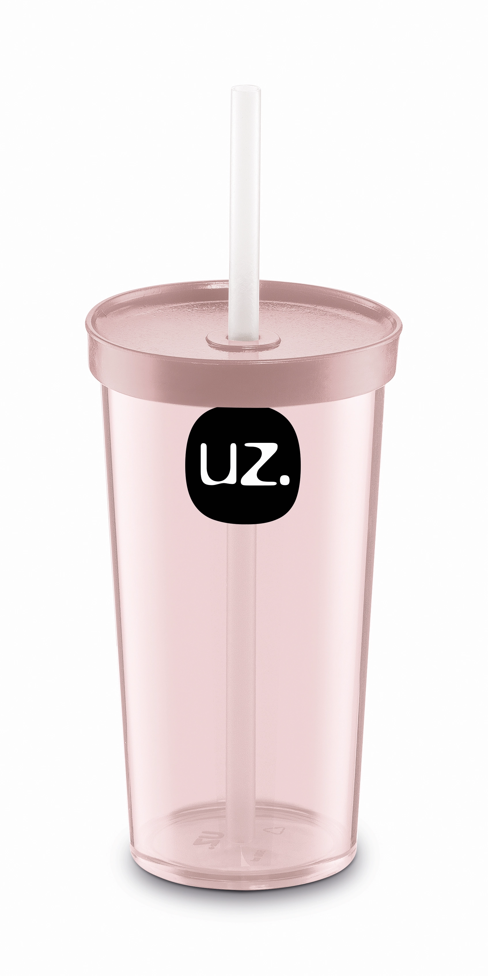 Copo C/canudo Uz 500ml Rosa Plast
