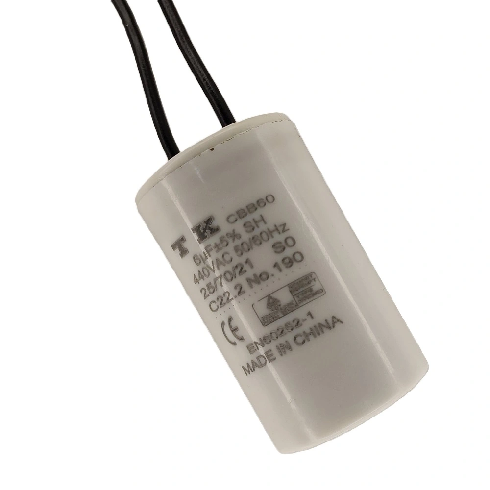 Capacitor Permanente 6uf 440/450vca Saída Fios Caneca Plástica 5 Peças