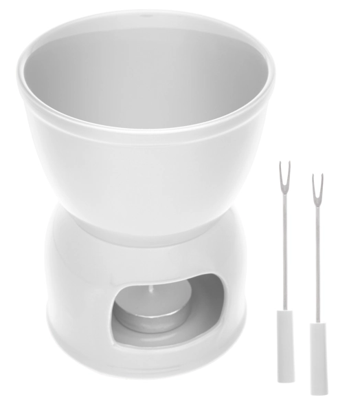 Aparelho De Fondue Em Porcelana 400ml Cor Preto Wolff Com 4 Peças