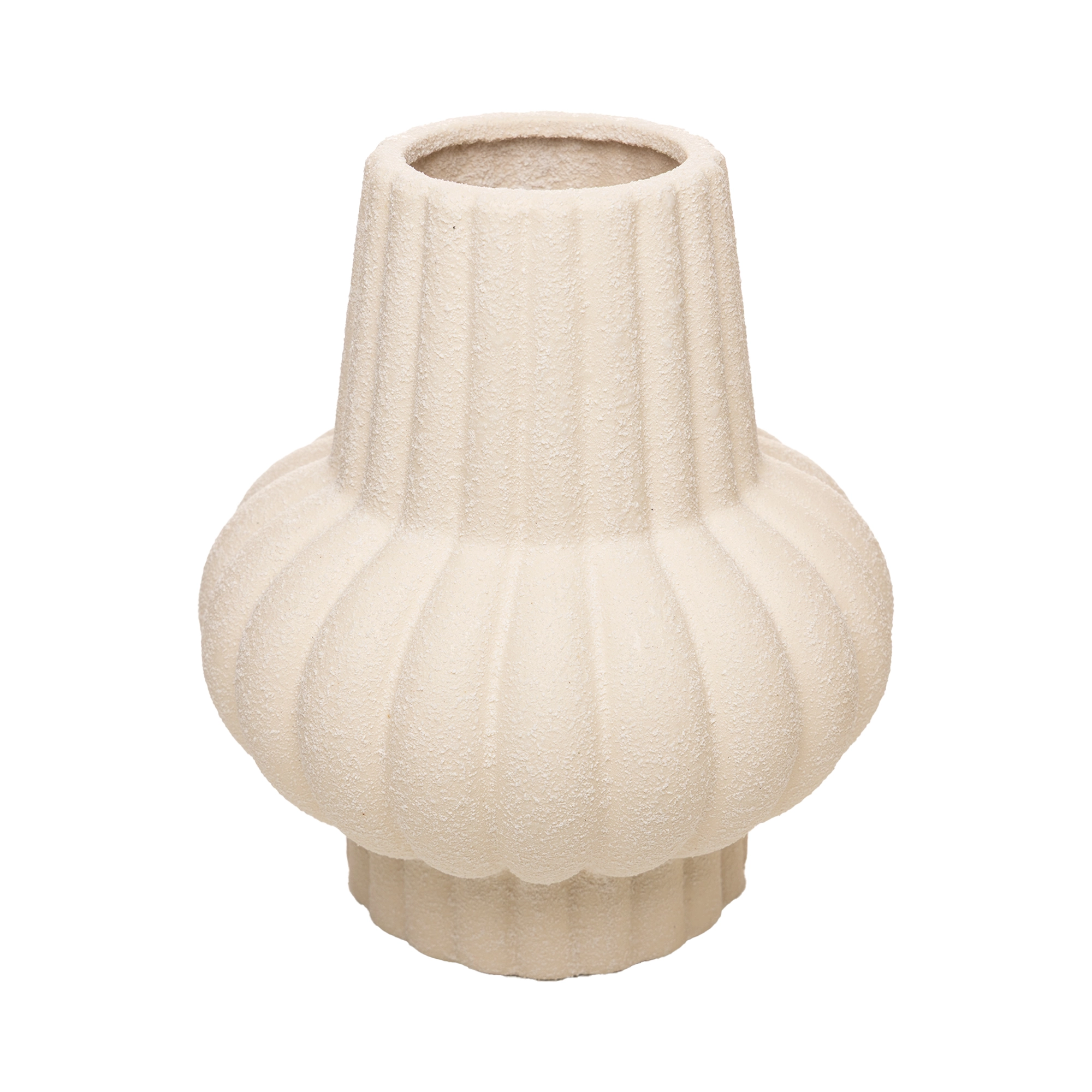 Vaso Ceramica Pilar Ondulado Branco 20x22,5cm 62076 Rojemac
