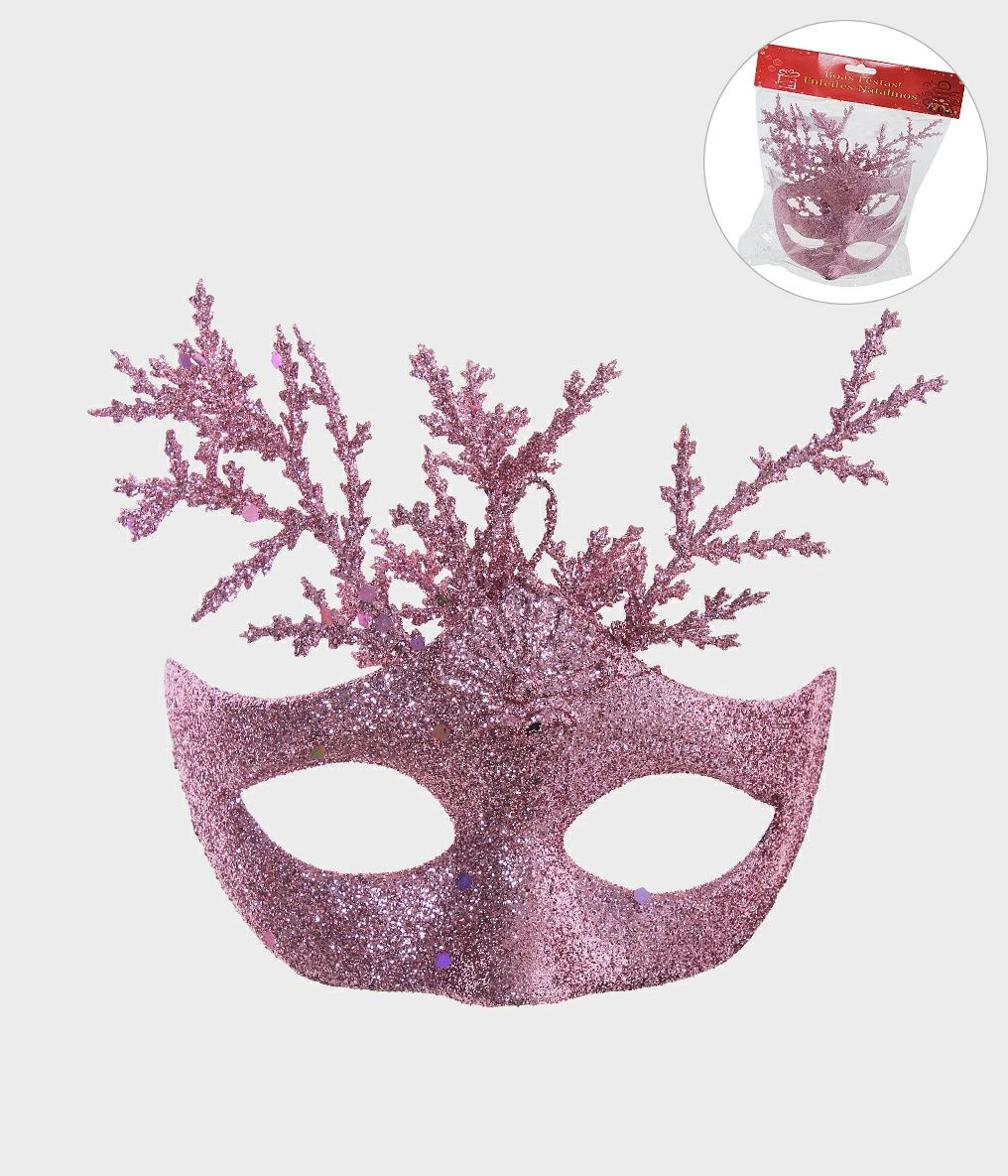 Enfeite Mascara Glitter Rosa 34290 018 Grillo