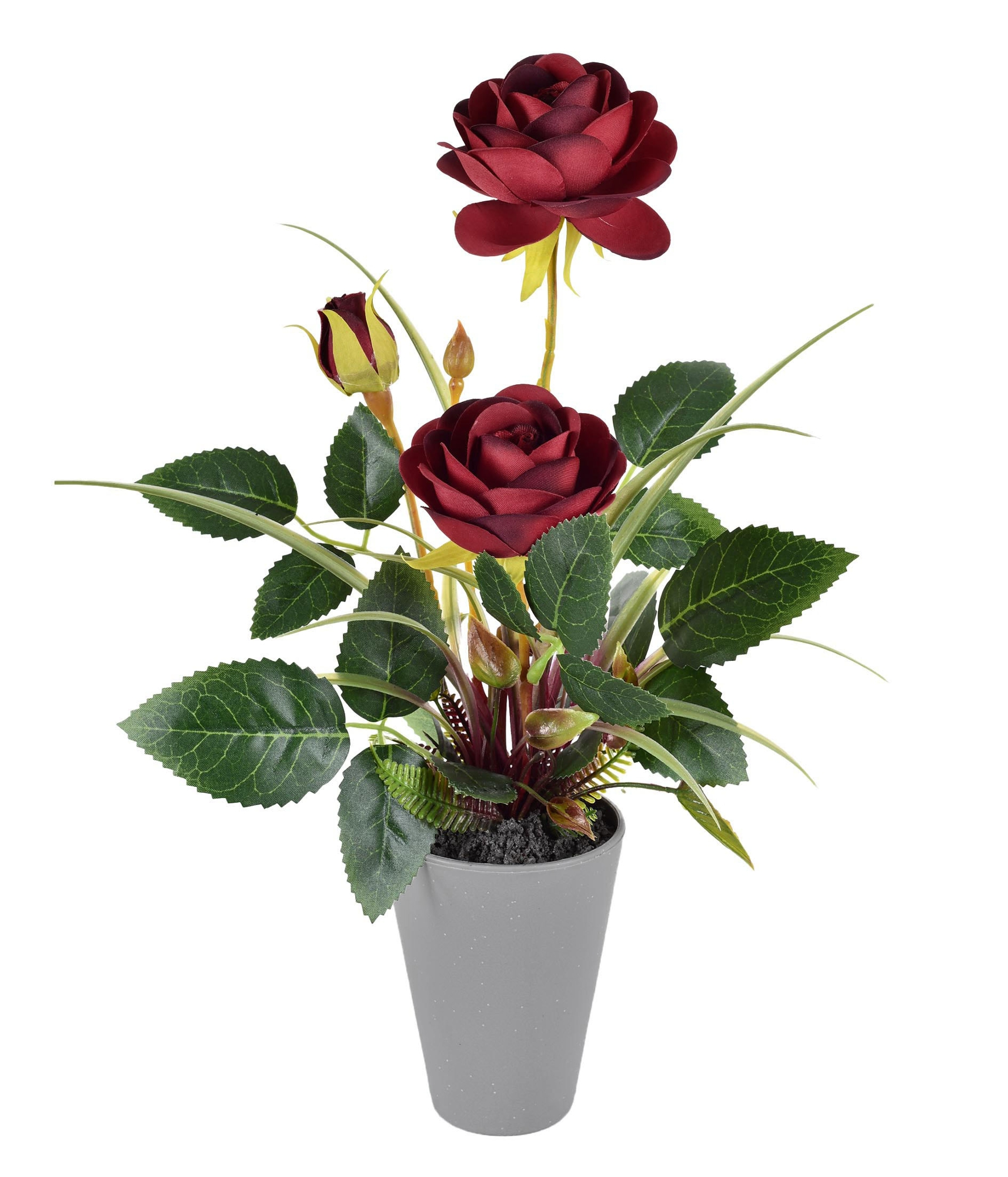 Arranjo Rosa X3 No Pote Vermelho Grillo 5