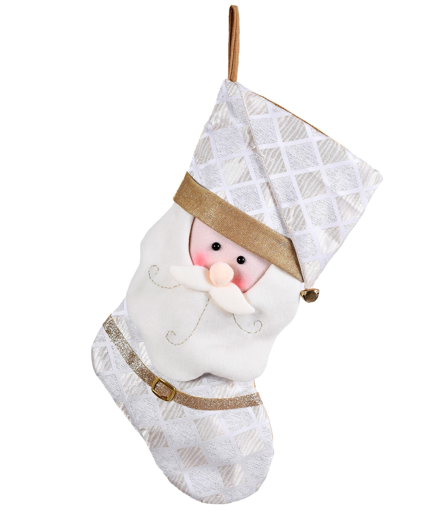 Bota Natal Papai Noel Branco Dourado 55cm 60758 394 Grillo