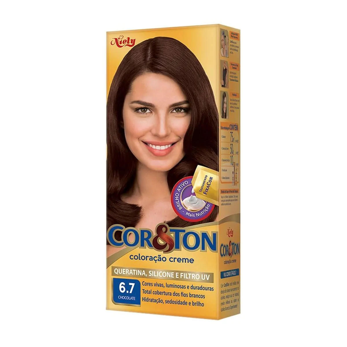 Kit Coloração Creme 6.7 Chocolate Niely Cor Ton
