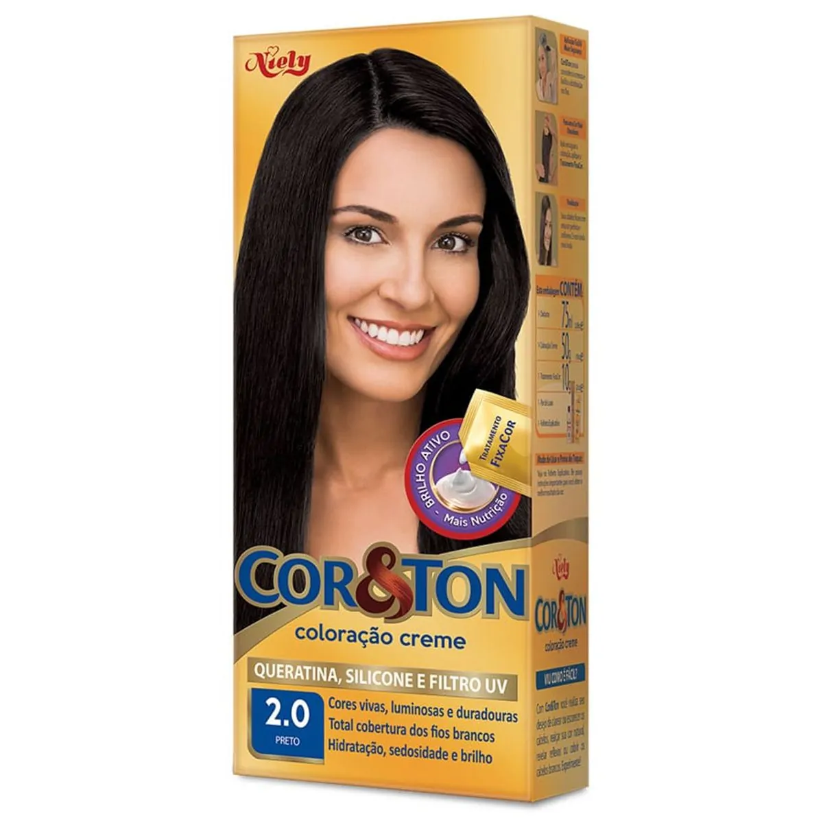 Kit Coloração Creme 2.0 Preto Niely Cor Ton