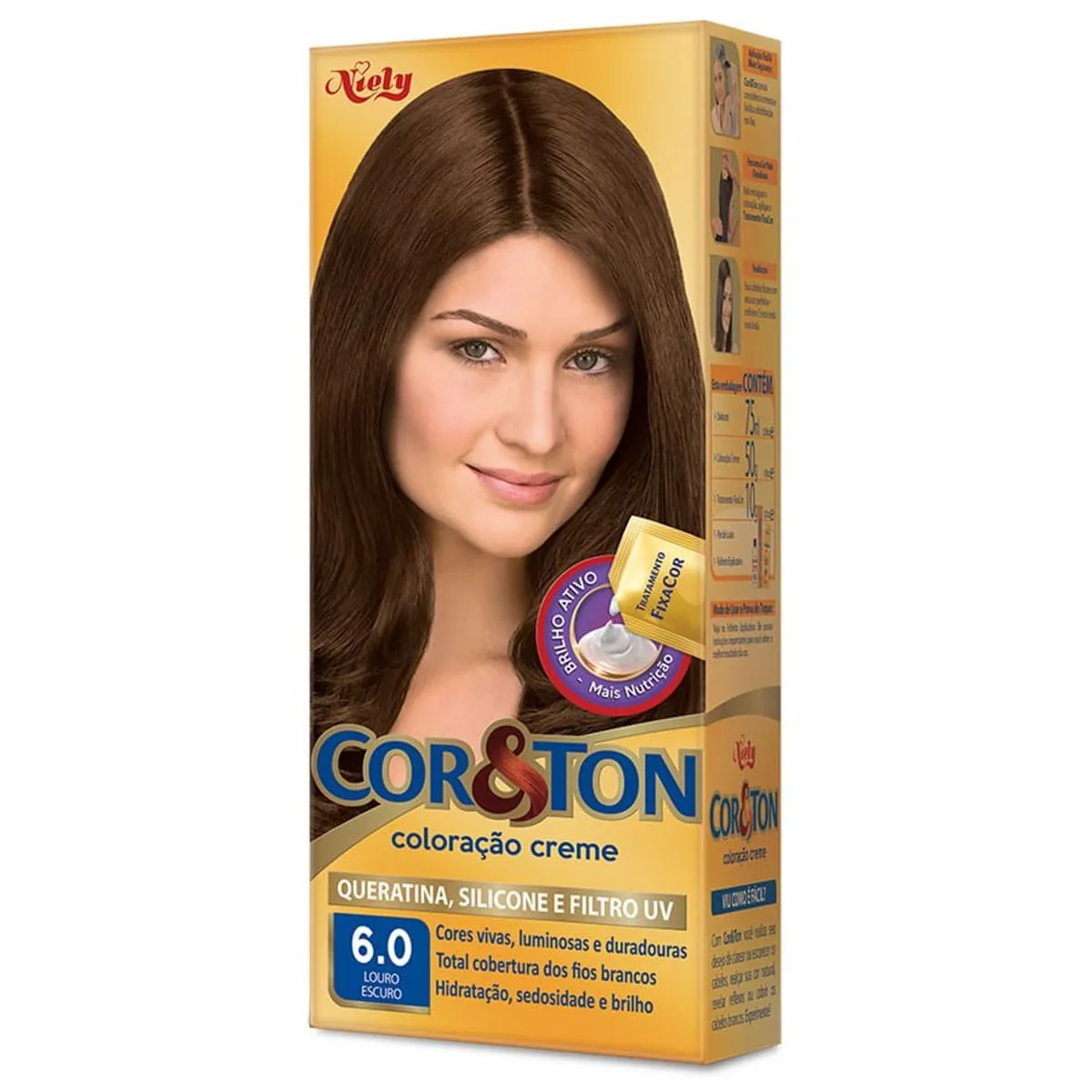 Kit Coloração Creme 6.0 Louro Escuro Niely Cor Ton
