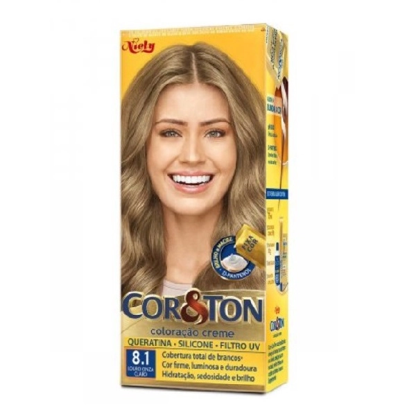 Kit Coloração Creme 8.1 Louro Cinza Claro Niely Cor Ton