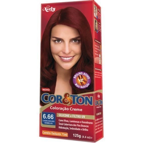 Kit Coloração Creme 6.66 Vermelho Carmim Niely Cor Ton Poderosas De Vermelho