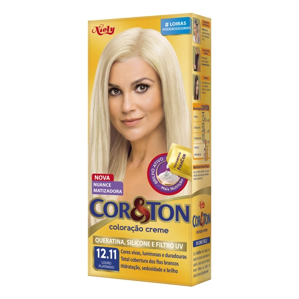Kit Coloração Creme 12.11 Louro Platinado Niely Cor Ton