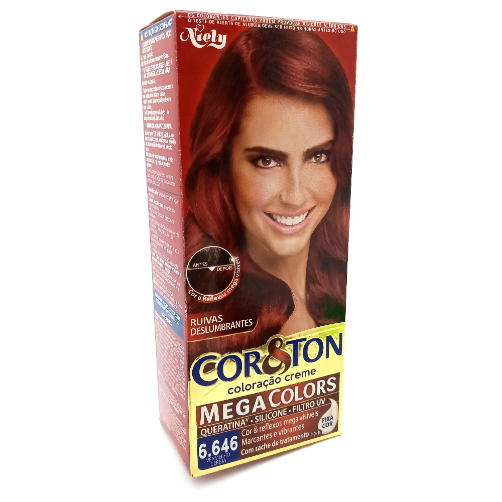 Kit Coloração Creme 6.646 Vermelho Cereja Niely Cor Ton Mega Colors