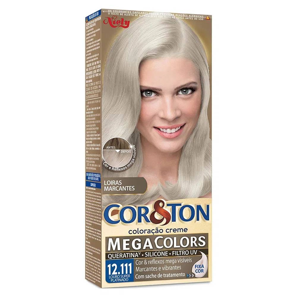 Kit Coloração Creme 12.111 Louro Super Platinado Niely Cor Ton Mega Colors