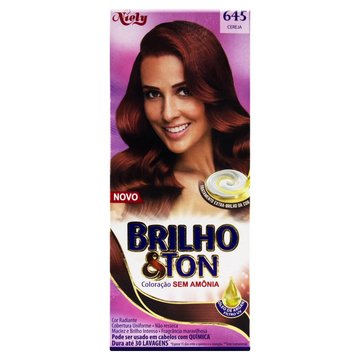Kit Coloração Creme 645 Cereja Niely Brilho Ton