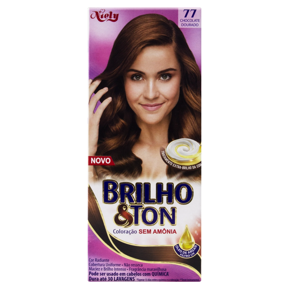 Kit Coloração Creme 77 Chocolate Dourado Niely Brilho Ton