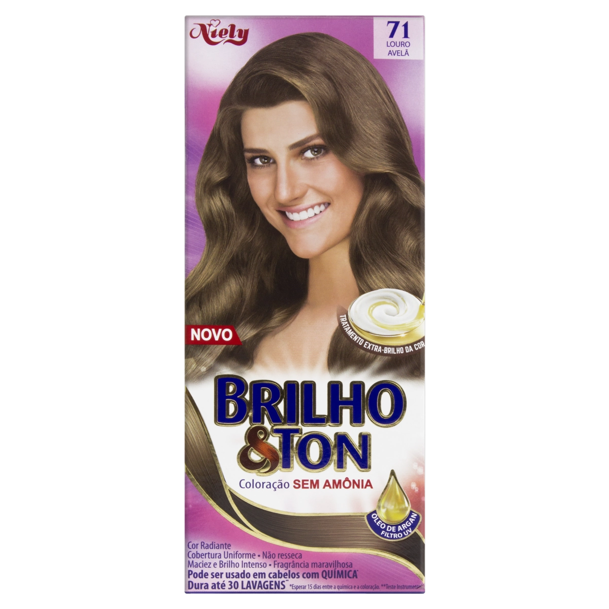 Kit Coloração Creme 71 Louro Avelã Niely Brilho Ton
