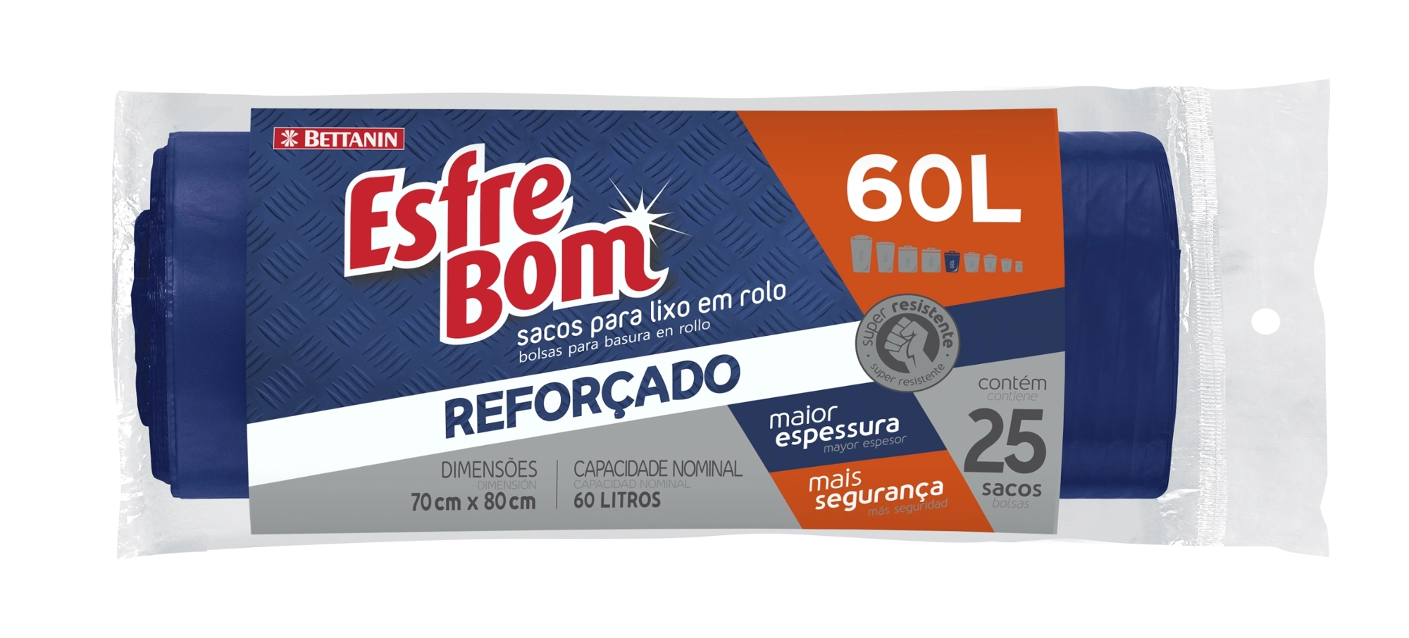 Saco P/ Lixo Reforcado Esfrebom 60l C/25