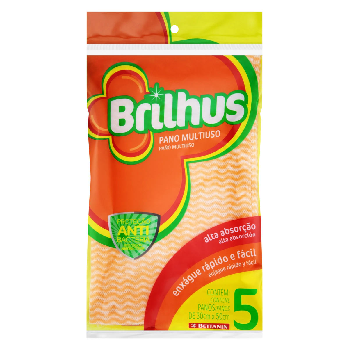 Pano Multiuso Cinza Brilhus 5 Unidades