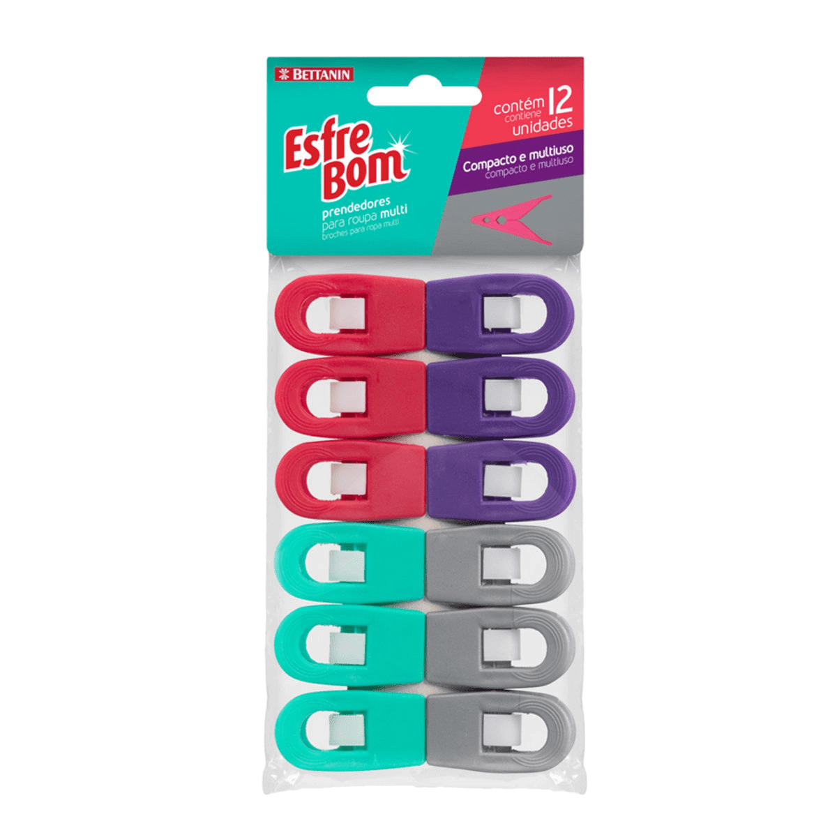 Prendedor Roupas Simples 12 Pcs Esfrebom Bettanin