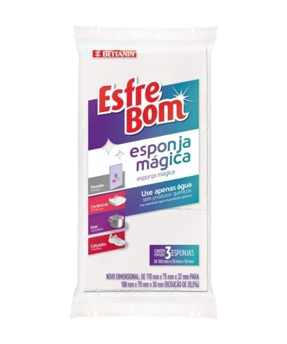 Esponja Branca Mágica Esfrebom 3 Unidades Embalagem Econômica