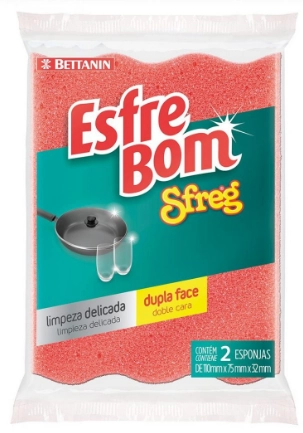 Esponja Rosa Limpeza Delicada Esfrebom Sfreg 2 Unidades