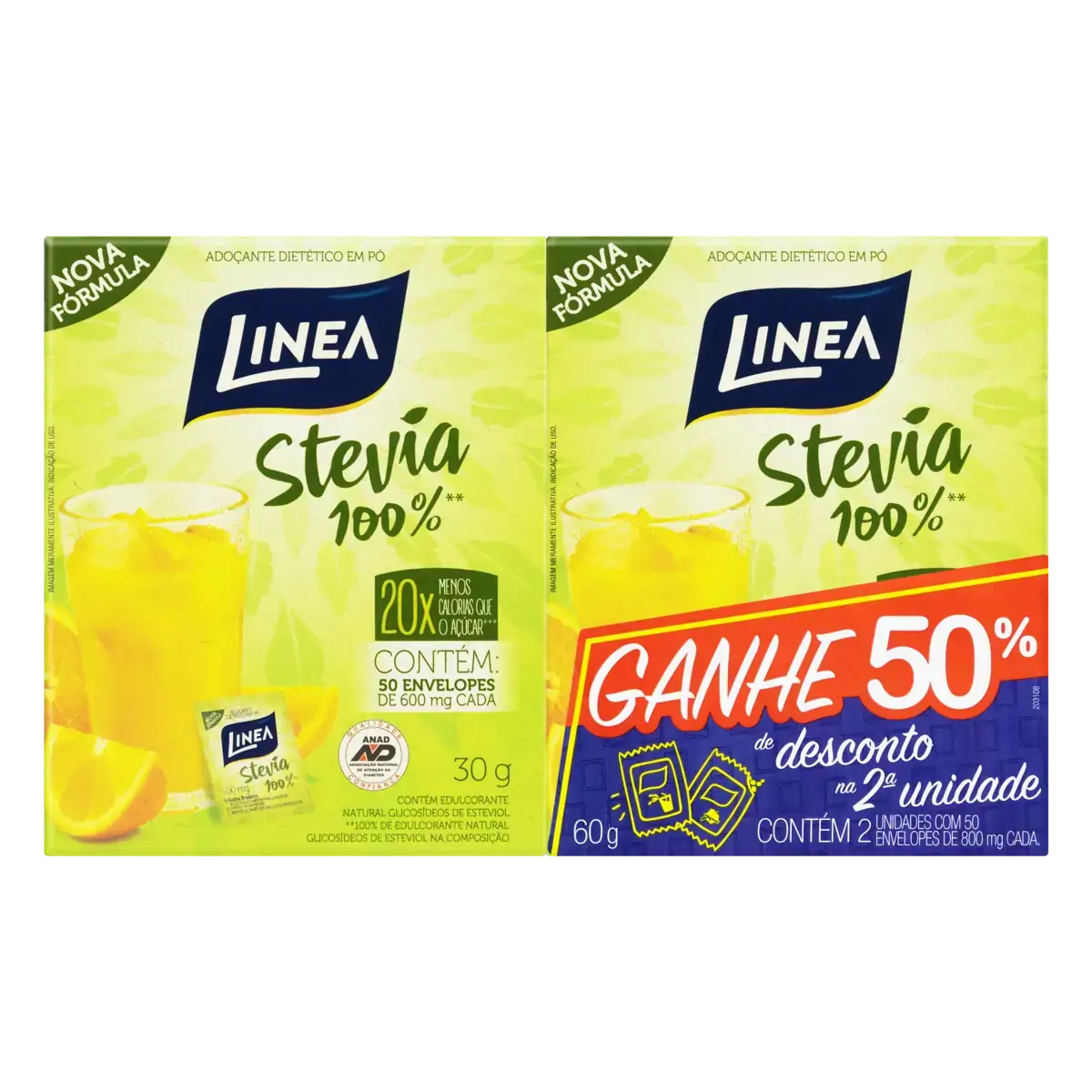 Pack Adoçante Em Pó Stevia Linea Caixa 60g 2 Unidades Grátis 50 De Desconto Na 2 Unidade