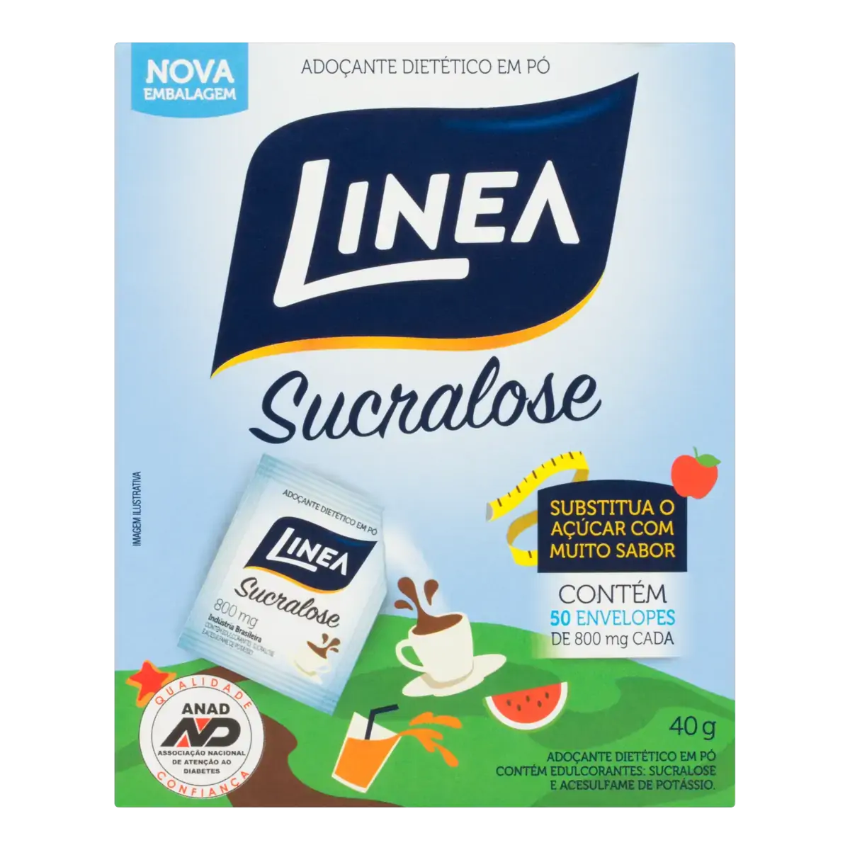 Adoçante Em Pó Sucralose Linea Caixa 25g 50 Unidades